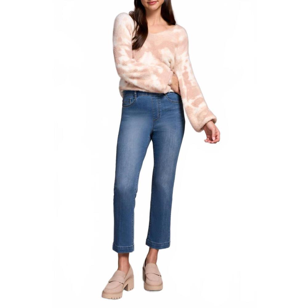 NEW TRIBAL audrey pull-on crop straight jeans in true vintage